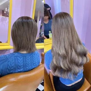 ロング カラー ヘアアレンジ チビ編み込みエクステ シールEXどぅ〜すのヘアスタイル