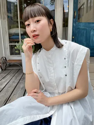 ミディアム カラー ホンダリサコ 透明感カラー/ボブのヘアスタイル