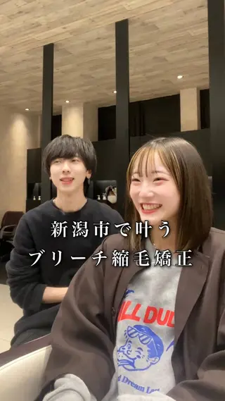 ミディアム 他店で断られた方歓迎 ブリーチ縮毛矯正のヘアスタイル