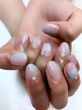 ミディアム カラー パーマ ヘアアレンジ ネイル マツエク・マツパ Sunny side nailのネイルデザイン