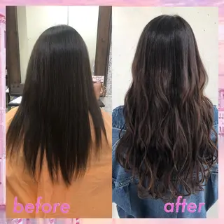 ロング カラー パーマ ヘアアレンジ 八巻 晴香のヘアスタイル