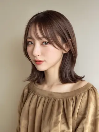 ミディアム カラー 艶と透明感/森本 龍星のヘアスタイル