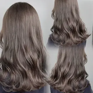 セミロング カラー 透明感カラー グレージュ/あいのヘアスタイル