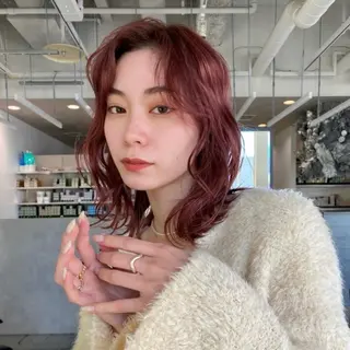 ミディアム カラー 透けるカラー 🫧かふうのヘアスタイル