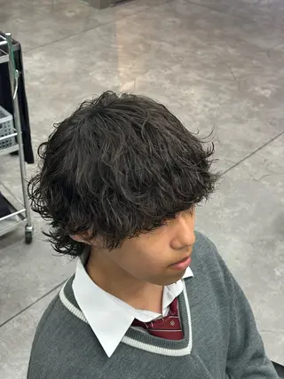 ショート パーマ メンズ 町田/波巻き/ シャドウ/メンズのヘアスタイル