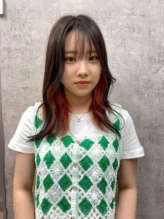 セミロング カラー 藤山大地/髪質改善 /透明感/ブリーチのヘアスタイル