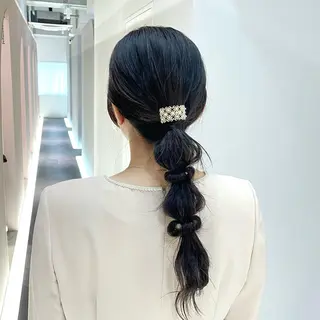 セミロング ヘアアレンジ 髪質改善水素TR× レイヤーカット/熊澤のヘアスタイル