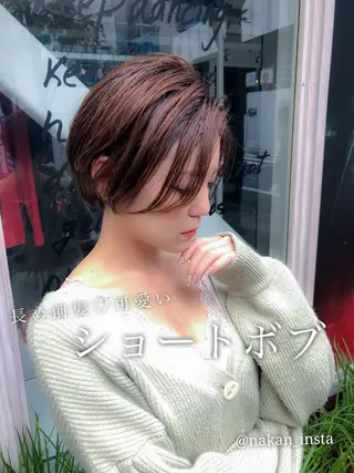 ショート カラー 顔周りレイヤー/ボブ 銀座✨中野まさひろのヘアスタイル