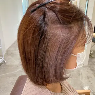 ミディアム カラー ブリーチなしWカラー /酸性ストレート河本のヘアスタイル