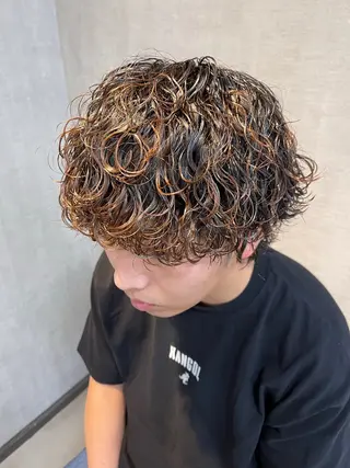 ミディアム パーマ メンズ メンズパーマ/波巻き パーマ/シャドウのヘアスタイル