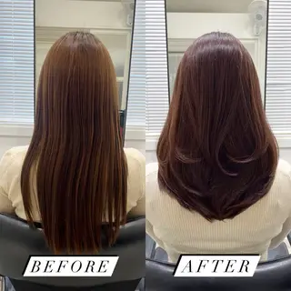 ロング 縮毛矯正/髪質改善 /レイヤー/韓国のヘアスタイル