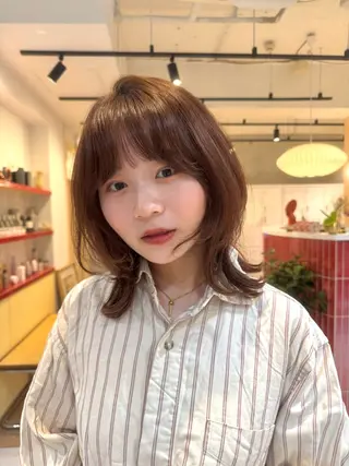 ミディアム カラー 🍒髪質改善/Wカラ ー 暖色 🌸桜🌸のヘアスタイル