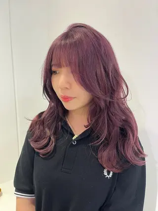 セミロング カラー 栄/ハイトーン/ デザイン/リホナ🧸のヘアスタイル