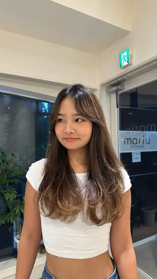 ロング 🤎ハイライト/ 耳ツボジュエリー🤎のヘアスタイル