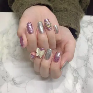 ネイル はな💎ネイル ワンホン、長さ出しのネイルデザイン