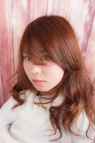 ミディアム セミロング ロング カラー パーマ 山野井 誠のヘアスタイル