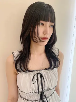 セミロング カラー moeka レイヤー /艶カラー/韓国のヘアスタイル