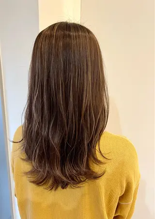 セミロング カラー レイヤー/韓国 ハイトーン興津史弥のヘアスタイル