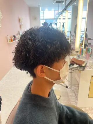 パーマ メンズ ボブ/透明感カラー /nicoのヘアスタイル