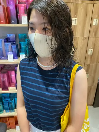 ミディアム カラー パーマ ヘアアレンジ パーマ指名No1 /namiのヘアスタイル