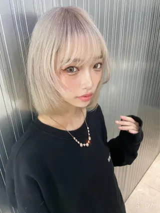 セミロング カラー 表参道/ハイライト バレイヤージュ/縮毛のヘアスタイル