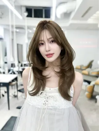 ロング カラー 韓国ヘア♡ 顔まわりカットayaのヘアスタイル