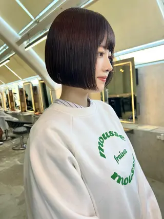ショート ボブ×縮毛矯正× 髪質改善/三ツ木一生のヘアスタイル