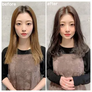 ミディアム カラー ヘアアレンジ 顔周りカット/髪質改 善/新宿/畑中稔里のヘアスタイル