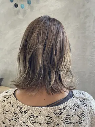 パーマ セミロング カラー ブリーチなし透明感 カラー✨横山 佳希のヘアスタイル