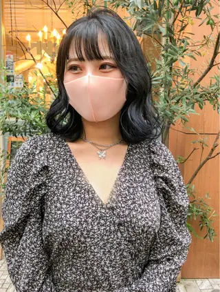 ミディアム カラー ボブ ブリーチ/miinaのヘアスタイル