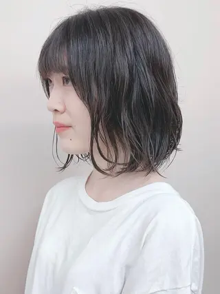 ショート パーマ とうい/くせ毛/ ショート/丸みボブのヘアスタイル