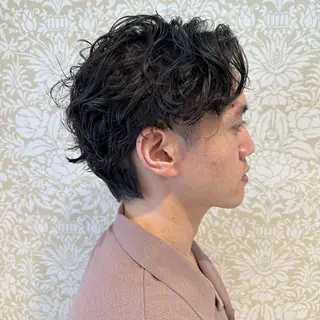 ショート パーマ メンズ 暖色系カラー🍊 オオネヨシナリのヘアスタイル