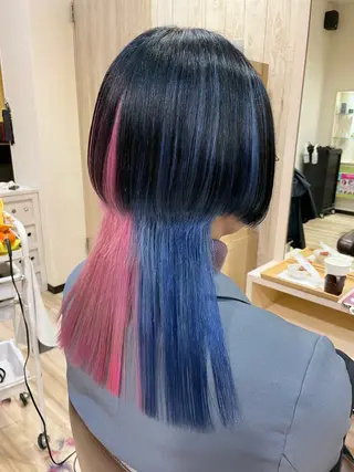 ミディアム カラー 🌈派手髪ハイトーン 🌈鈴木亮太🌈のヘアスタイル