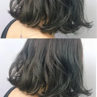 ミディアム カラー RINA🧤 デザインとボブのヘアスタイル