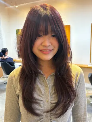 セミロング カラー RIN／韓国ヘア レイヤーカットのヘアスタイル