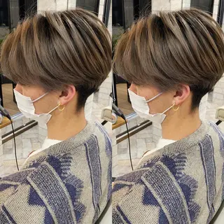 ショート カラー パーマ ヘアアレンジ メンズ キッズ ネイル マツエク・マツパ ハイライト、レイヤー カット/西梅田/中西のヘアスタイル