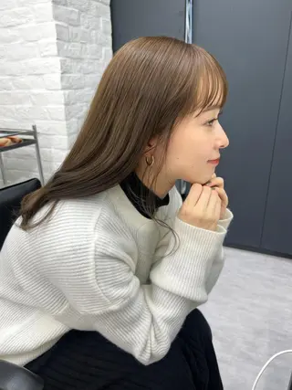 セミロング 韓国ヘア♡ 顔まわりカットayaのヘアスタイル