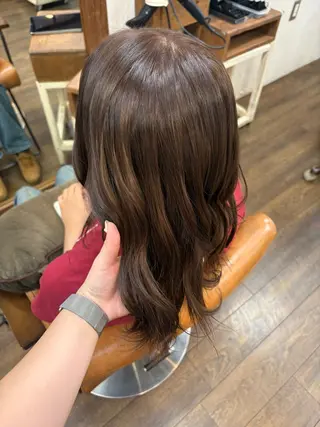 セミロング カラー ヘアアレンジ chacha blanc元山のヘアスタイル