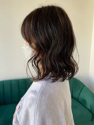 ミディアム パーマ 艶カラー🌙縮毛矯正 /ボブ【Reina】のヘアスタイル