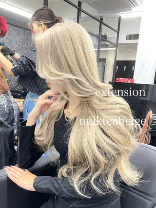 ロング カラー エクステ🩵ブリーチ 韓国ヘア🩵KAEのヘアスタイル
