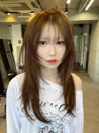 ロング カラー 表参道／韓国レイヤー ／ハッシュカットのヘアスタイル