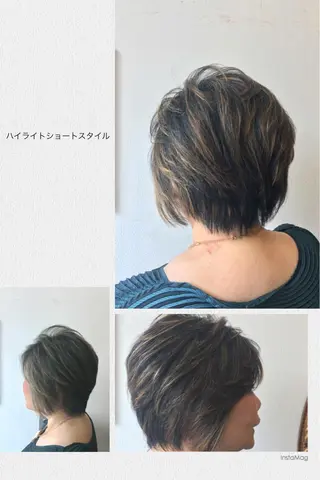 ショート カラー 川野辺幸雄☆髪質改善 ハイライト☆白髪のヘアスタイル
