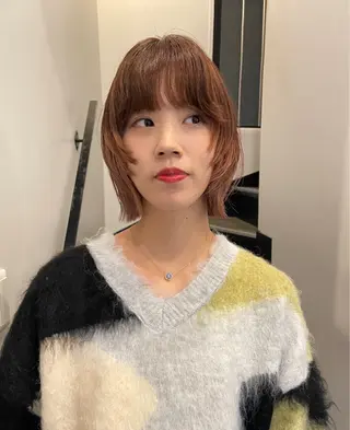 ショート カラー ボブ／パーマ指名 No. 1🍃れんとのヘアスタイル