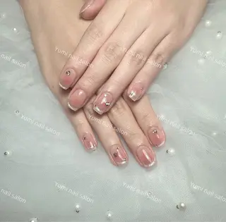 ネイル Shineジェル& チップ長さだしのネイルデザイン