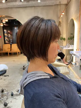 ショート カラー ボブ/巻ける縮毛矯正 /韓国レイヤーはなのヘアスタイル