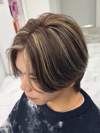 カラー メンズ 𝐚𝐨𝐢 メンズ ‪‪/メッシュのヘアスタイル