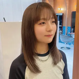 ミディアム カラー ボブ/縮毛矯正/レイ ヤー♡Natsukiのヘアスタイル