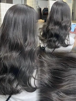 ロング カラー パーマ ヘアアレンジ メンズ キッズ 🦋透明感グレージュ /韓国レイヤー🦋のヘアスタイル