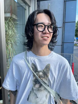 ミディアム パーマ メンズ アトム/ウルフ パーマ/レイヤーのヘアスタイル