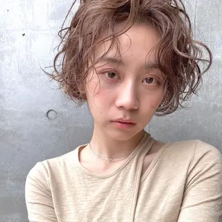 ショート カラー パーマ ヘアアレンジ tane.所属・【ダメージレス施術】 【透明感】北村 拓也のヘアスタイル